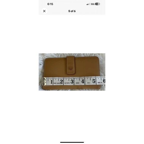 Lodis Small Credit Card Wallet Carmel Brown Leather Bifold Wallet 5.5” x 3” - Picture 5 of 6